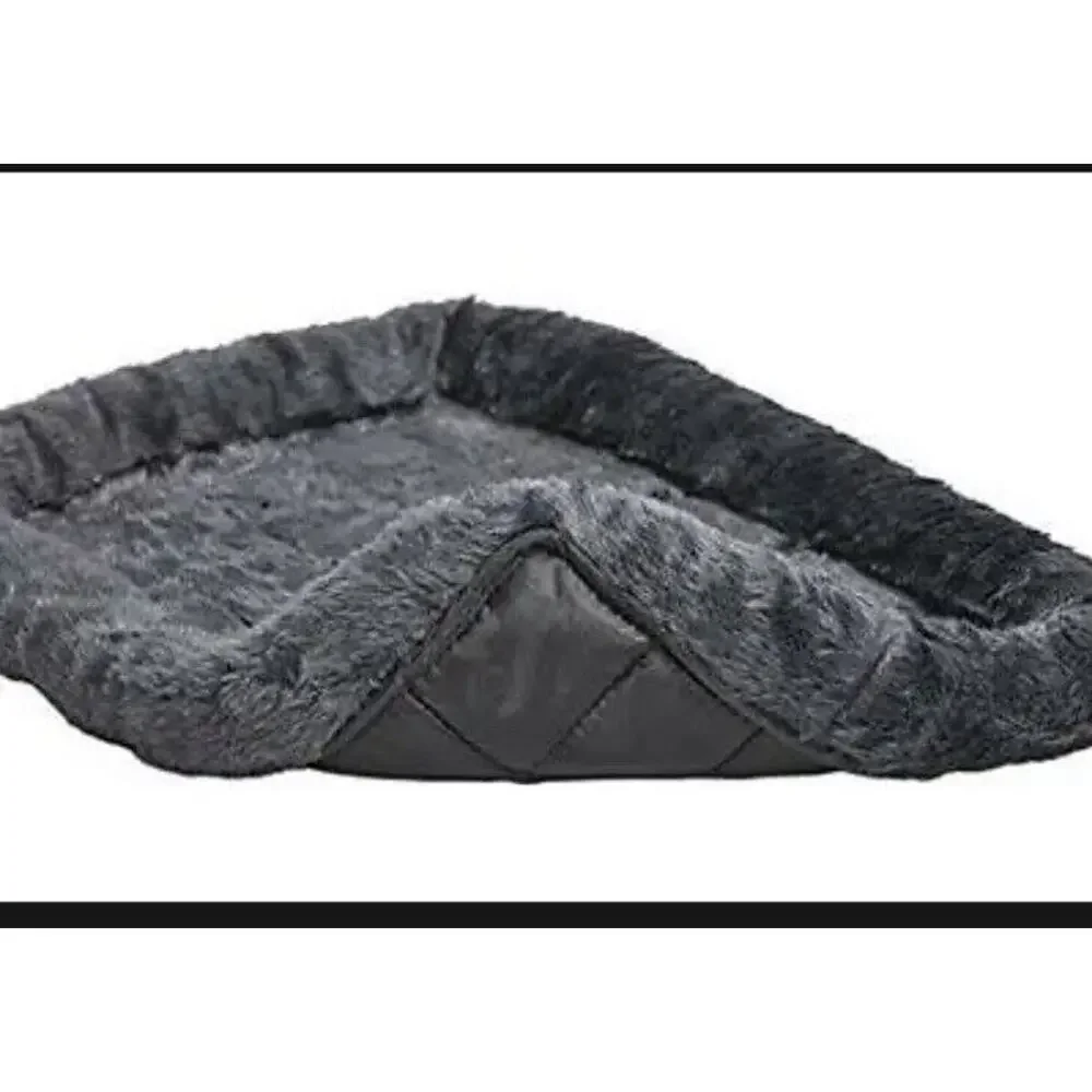 18L-Inch Gray Dog Bed or Cat Bed w/ Comfortable Bolster | Ideal for 